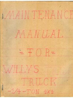 Maintenance Manual for Willys Truck 1/4 Ton 4x4