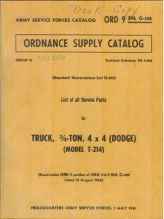 Truck, ¾ - ton, 4x4 (Dodge) (Model T-214) - TM 9-808