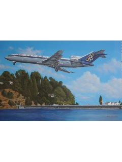 Aviation Art Painting ''Olympic Airways Boeing 727'' - Canvas print 50 X 37.5 cm.