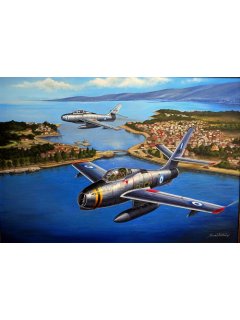 Aviation Art Painting ''Greek Thundersteaks'' - Canvas print 50 X 37.5 cm.